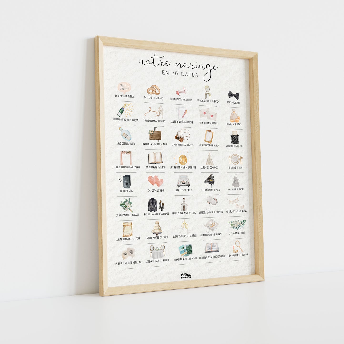 Affiche - Notre mariage en 40 dates (A4)