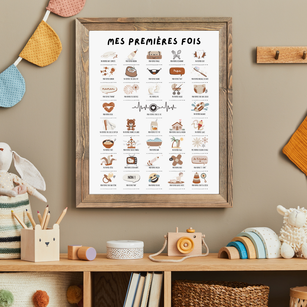 Pack 100 Premières Fois de Bébé – Poster à Gratter + Cadre + Stylo