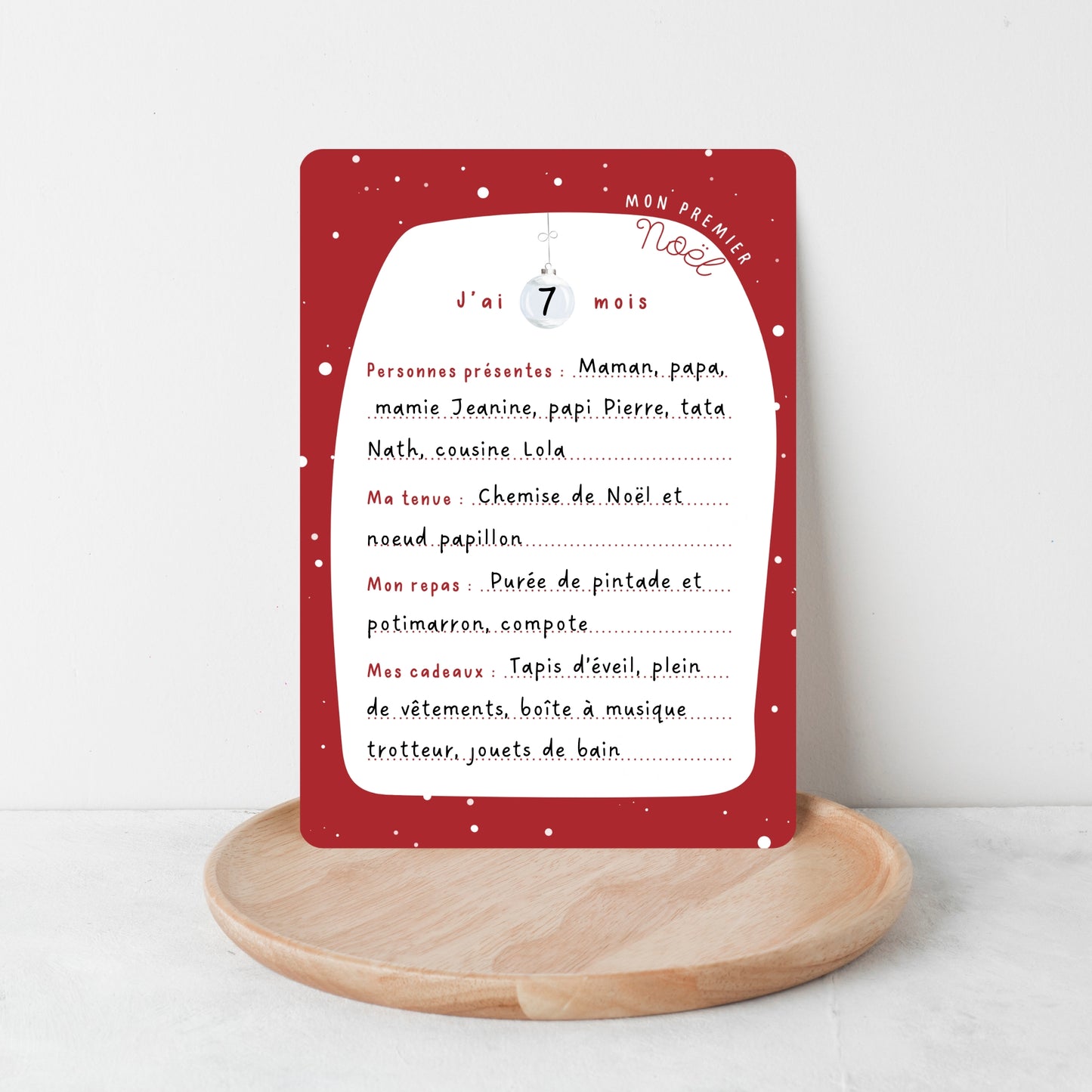 Carte "Mon premier Noël" à remplir - rouge