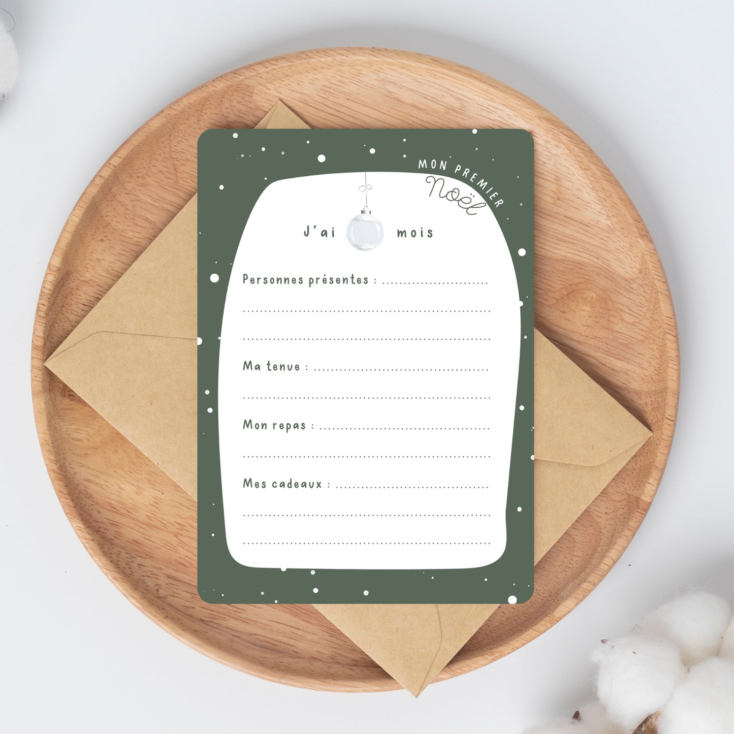 Carte "Mon premier Noël" à remplir - vert