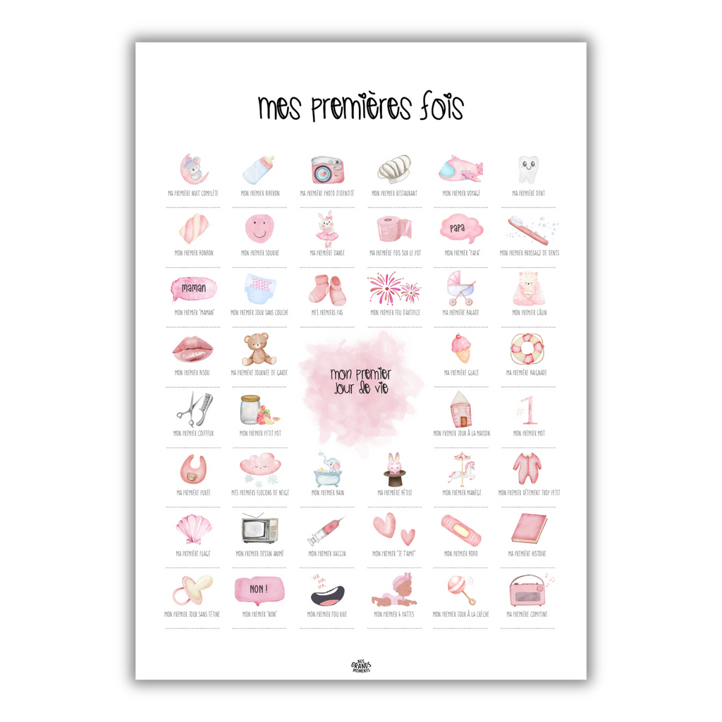 Affiche à tamponner Mes Premières Fois Bébé "Pinky"