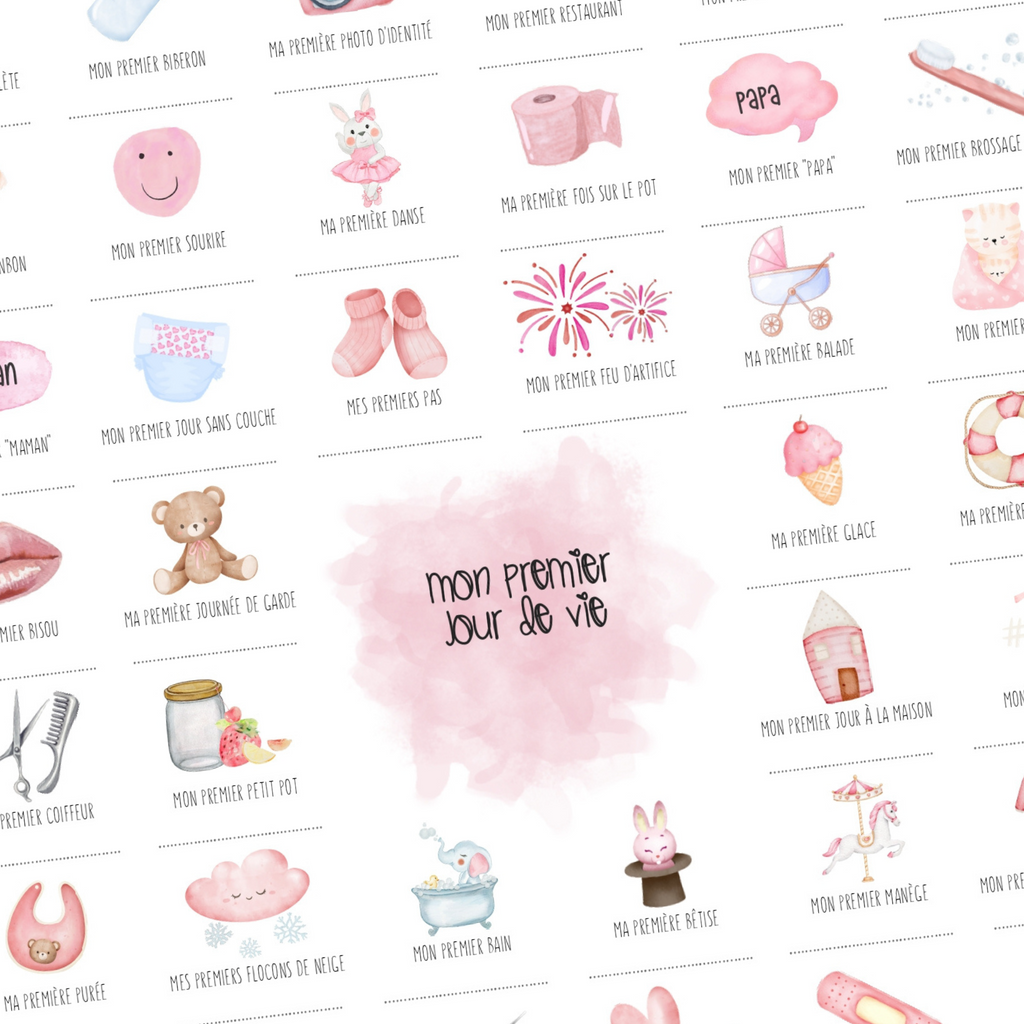 Affiche à tamponner Mes Premières Fois Bébé "Pinky"