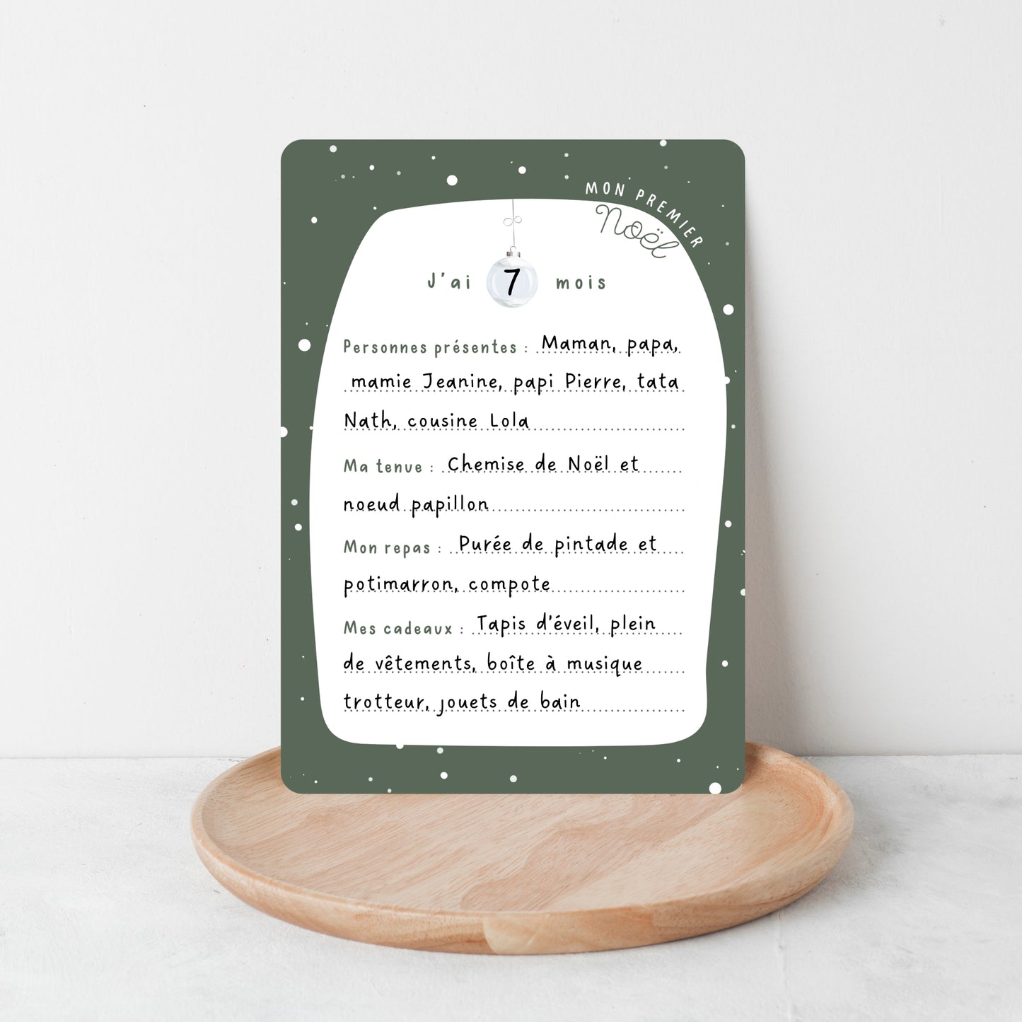 Carte "Mon premier Noël" à remplir - vert