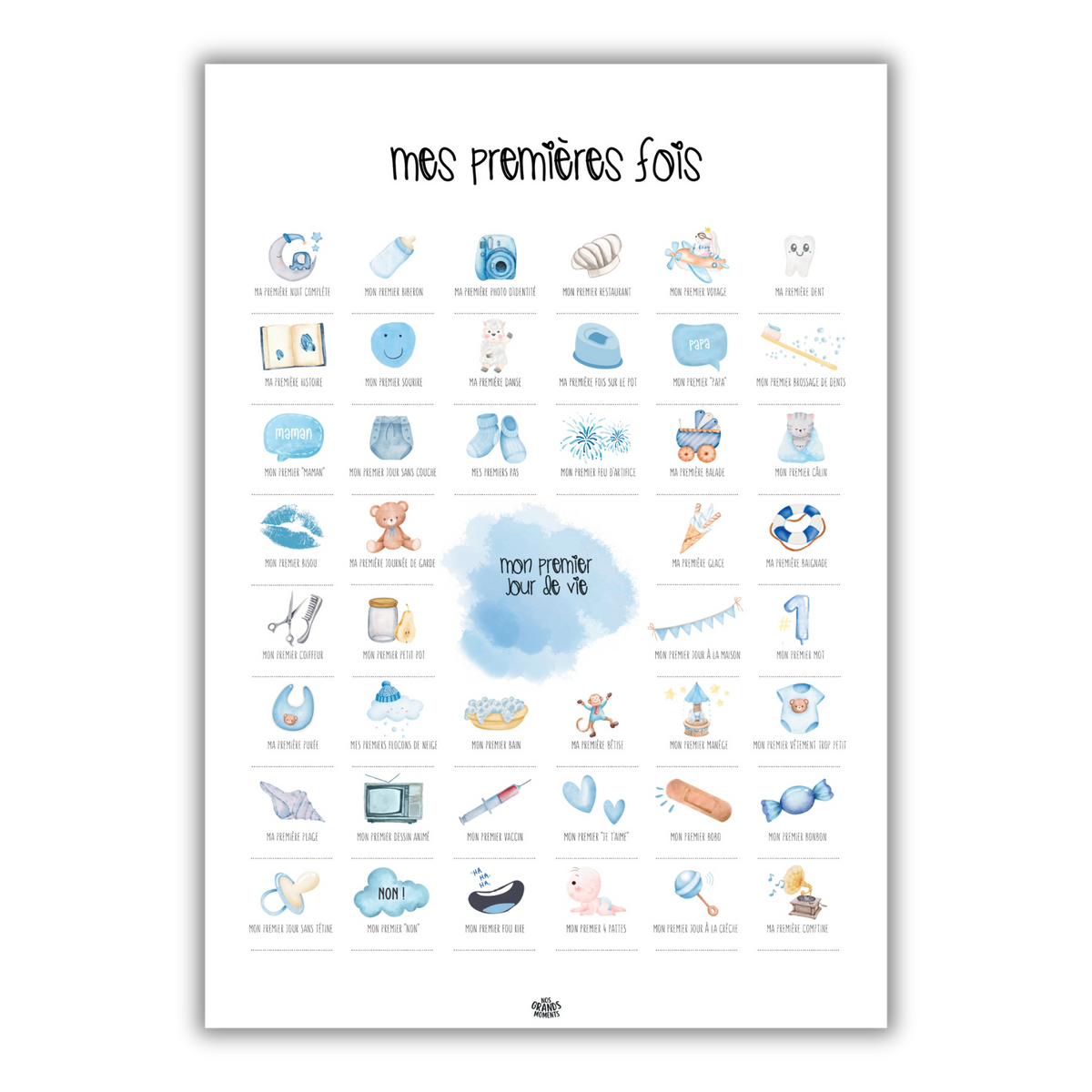 Affiche à tamponner Mes Premières Fois Bébé "Baby blue"