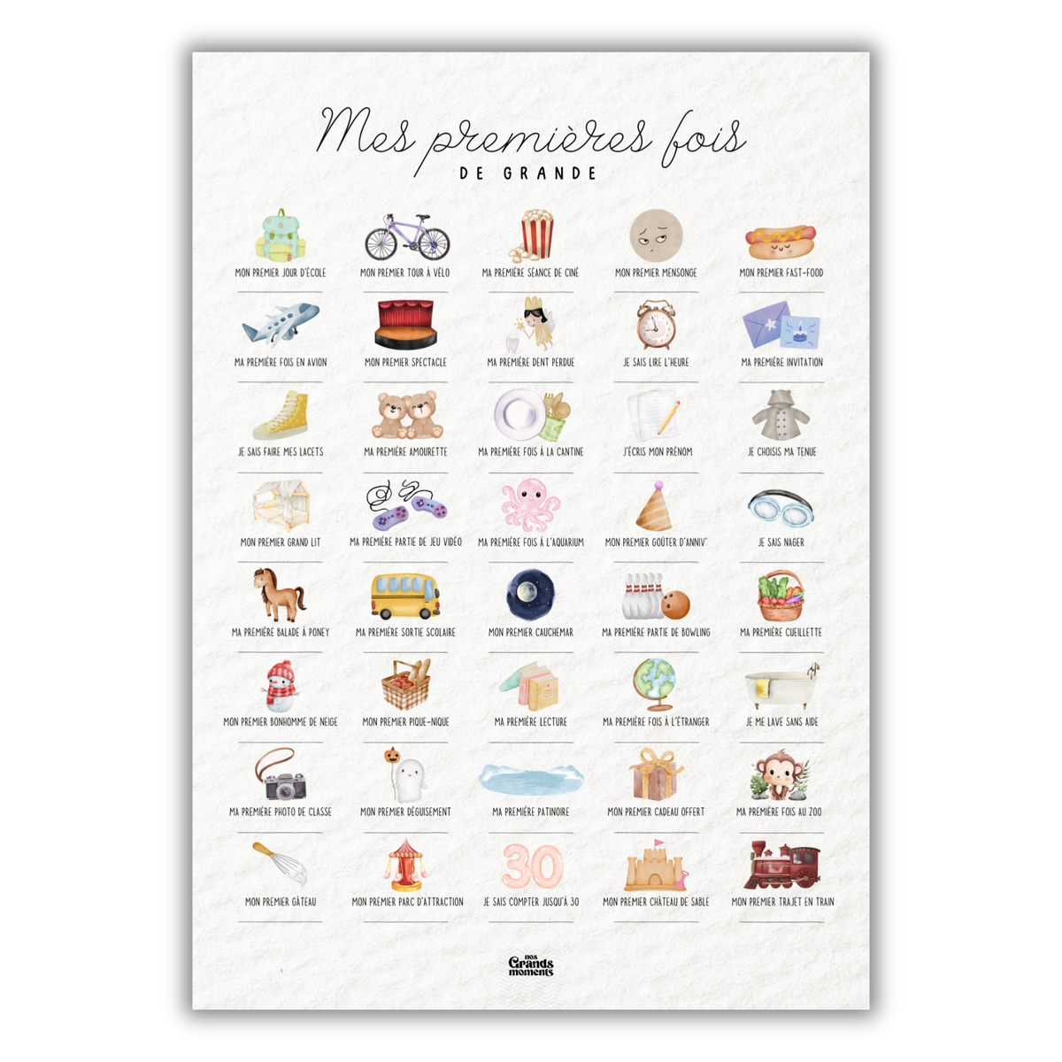 Affiche à tamponner Mes Premières Fois de Grand.e