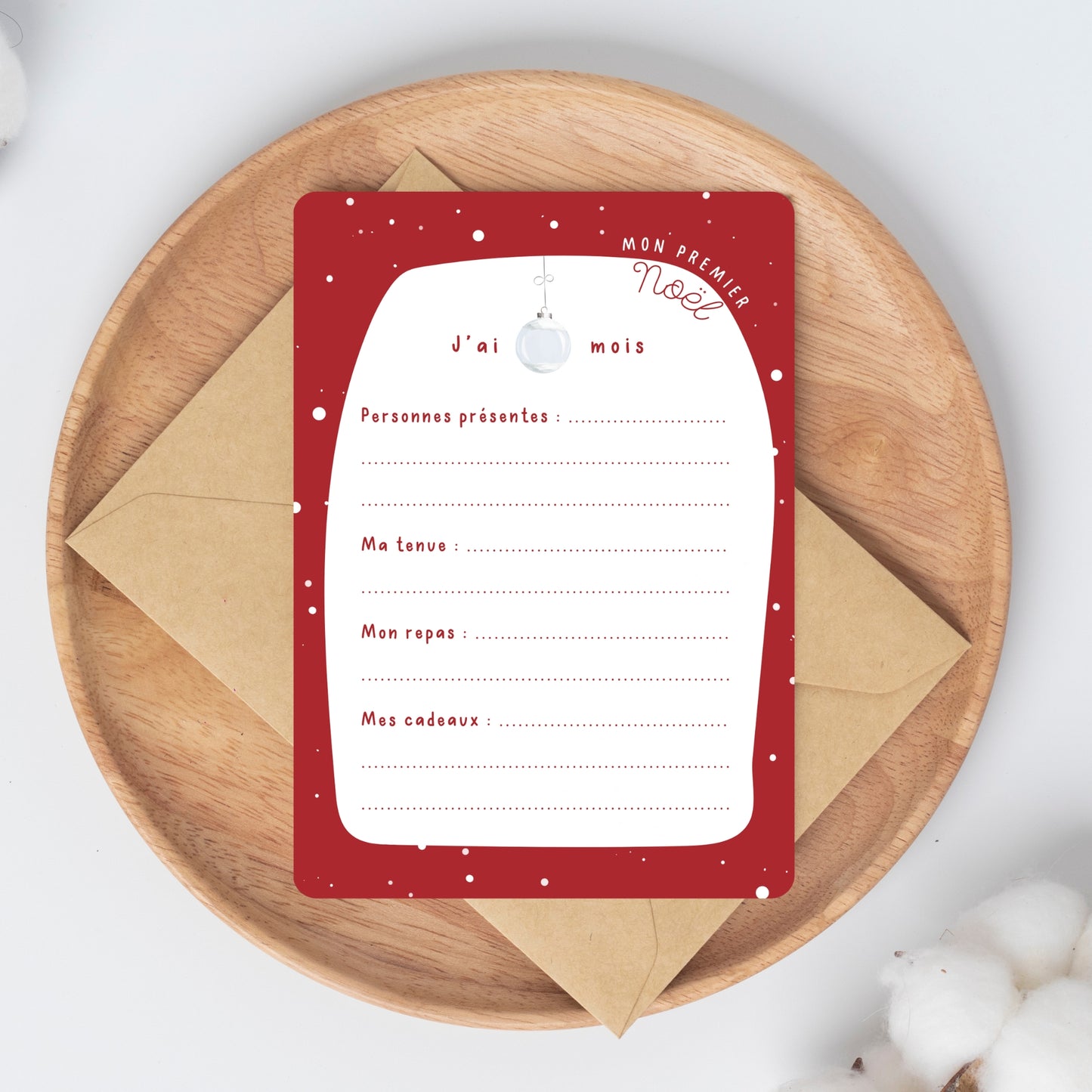 Carte "Mon premier Noël" à remplir - rouge