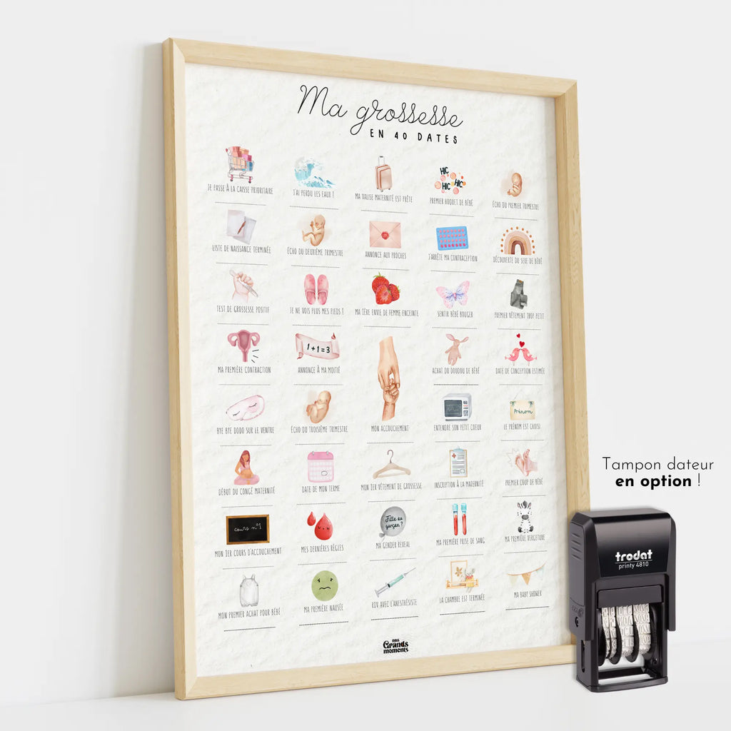 Affiche à tamponner Ma Grossesse en 40 Dates