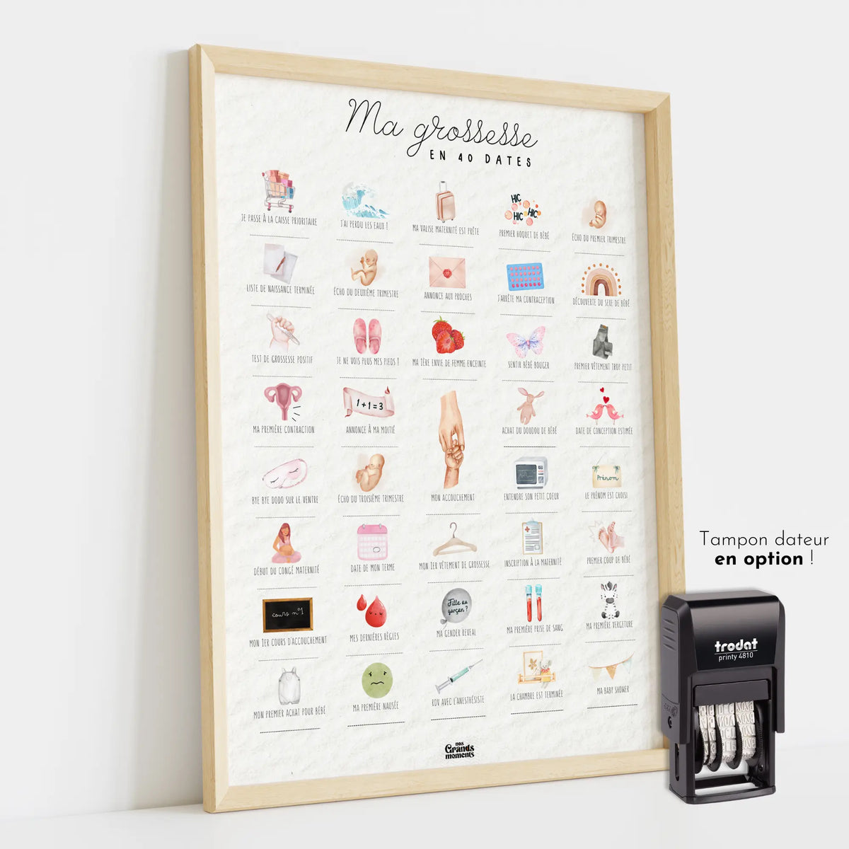 Affiche à tamponner Ma Grossesse en 40 Dates