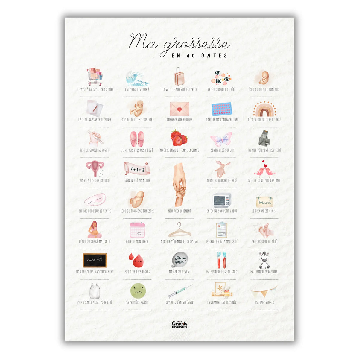 Affiche à tamponner Ma Grossesse en 40 Dates