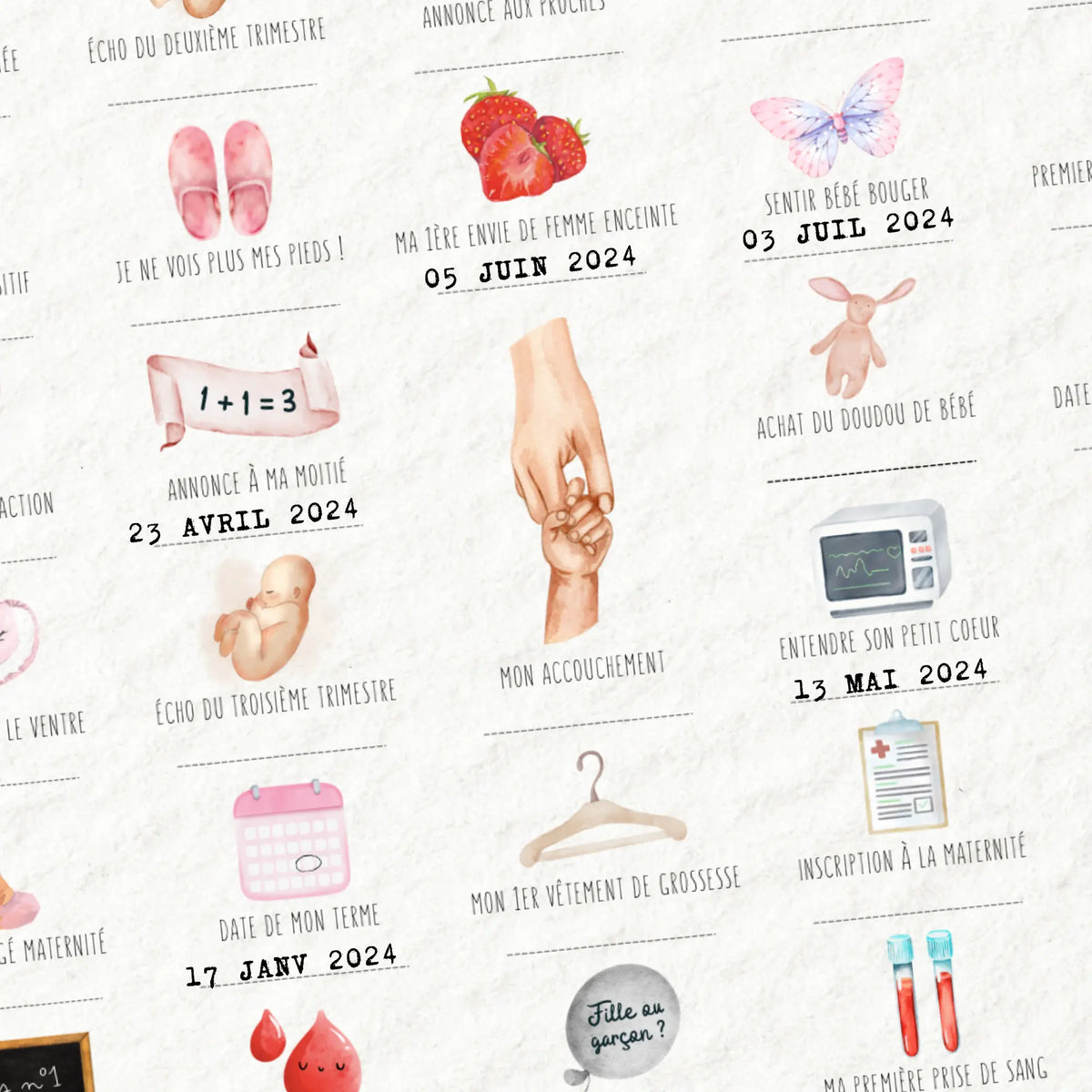 Affiche à tamponner Ma Grossesse en 40 Dates