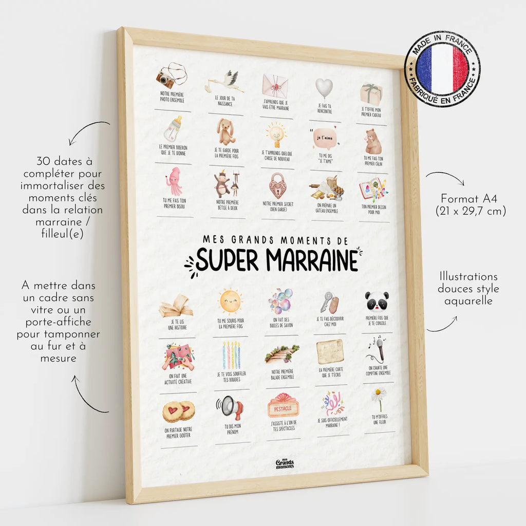 Affiche à tamponner Mes Grands Moments de Super Marraine