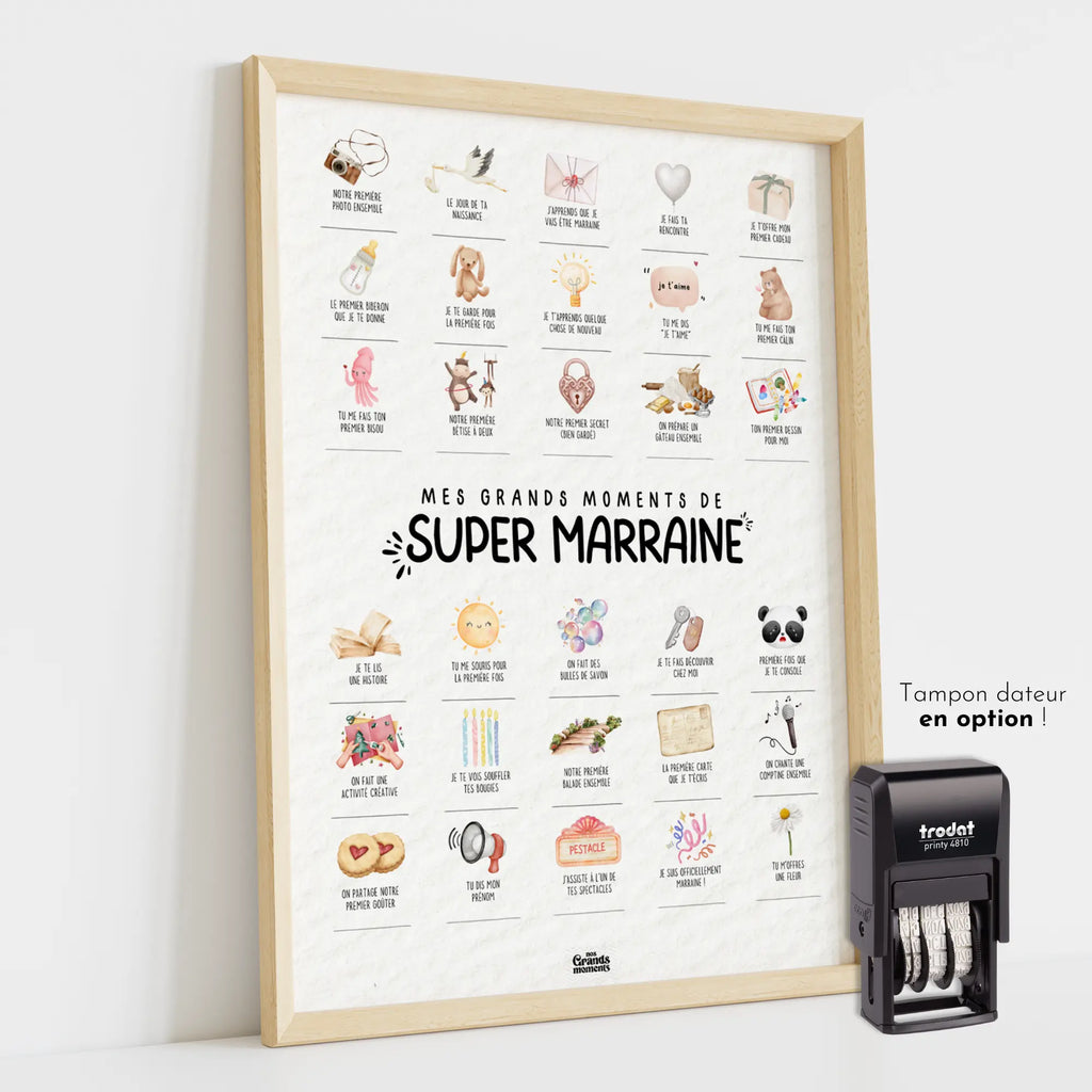 Affiche à tamponner Mes Grands Moments de Super Marraine