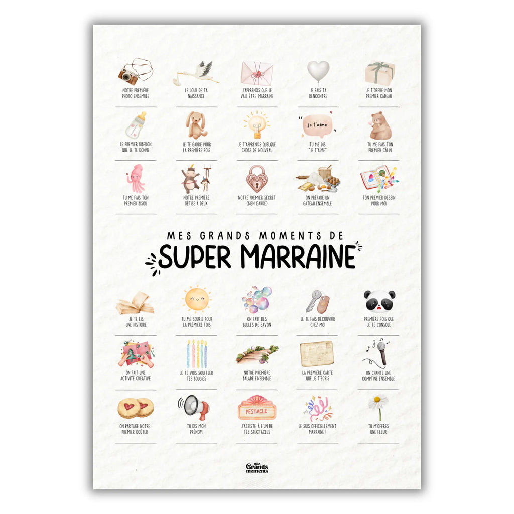 Affiche à tamponner Mes Grands Moments de Super Marraine