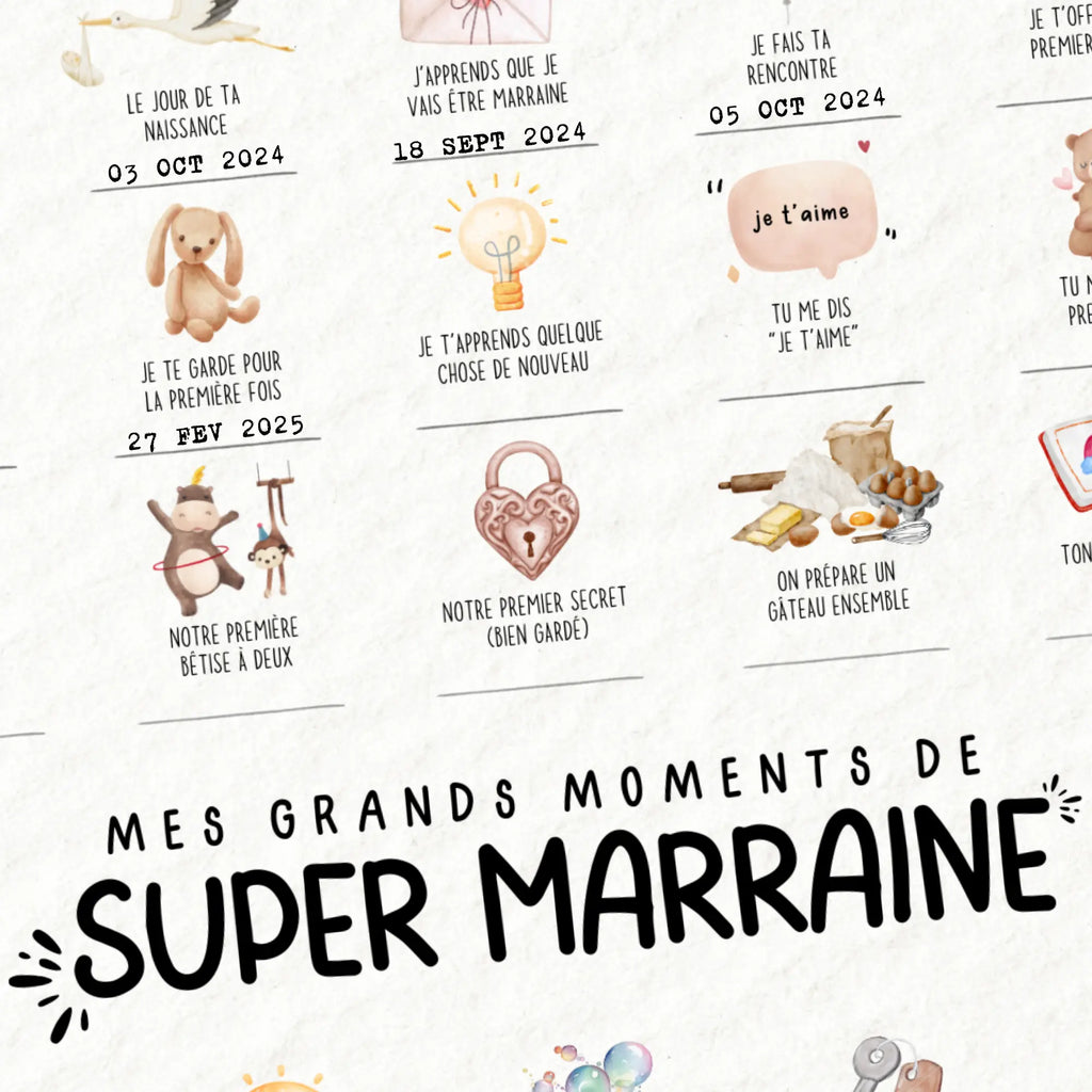 Affiche à tamponner Mes Grands Moments de Super Marraine