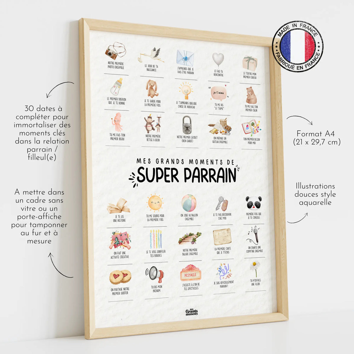 Affiche à tamponner Mes Grands Moments de Super Parrain