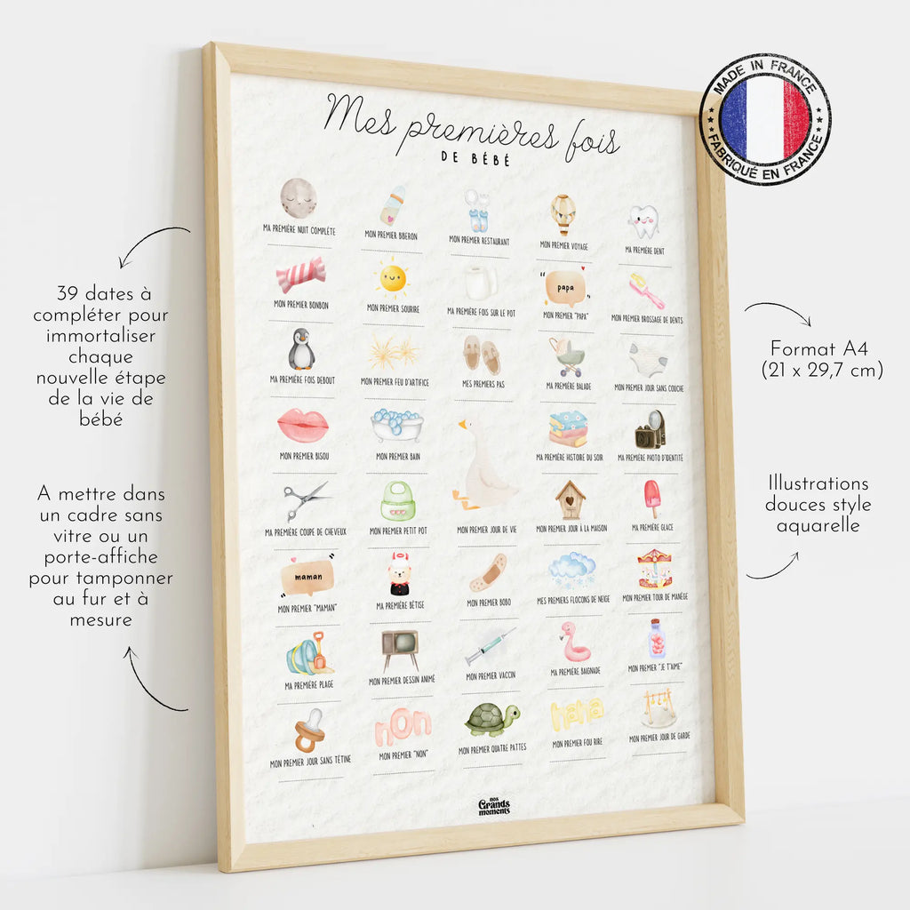 Affiche à tamponner Mes Premières Fois de Bébé