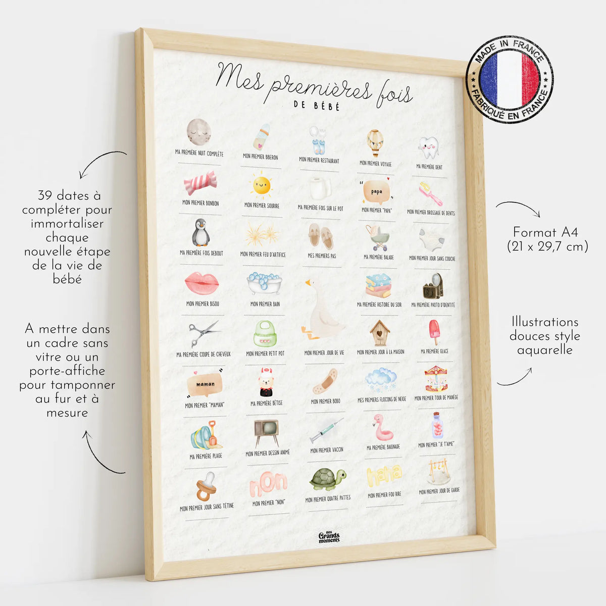 Affiche à tamponner Mes Premières Fois de Bébé