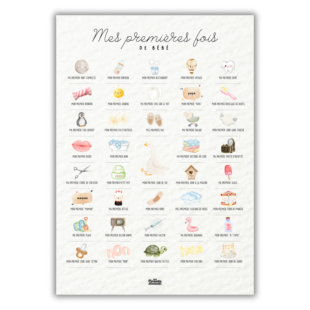 Affiche à tamponner Mes Premières Fois de Bébé