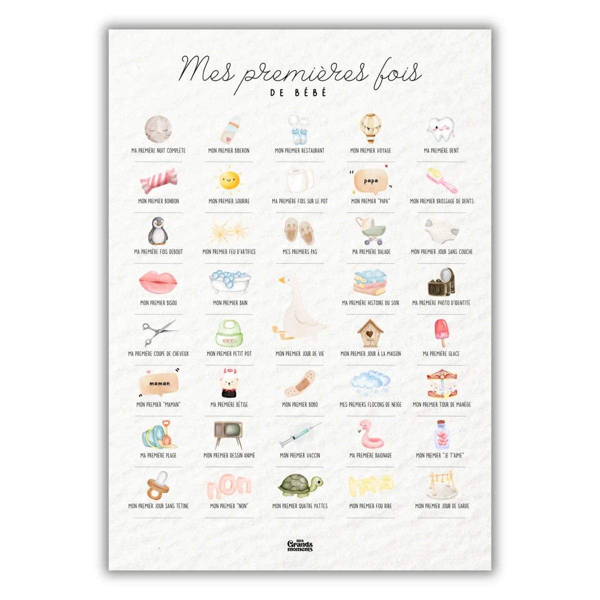 Affiche à tamponner Mes Premières Fois de Bébé