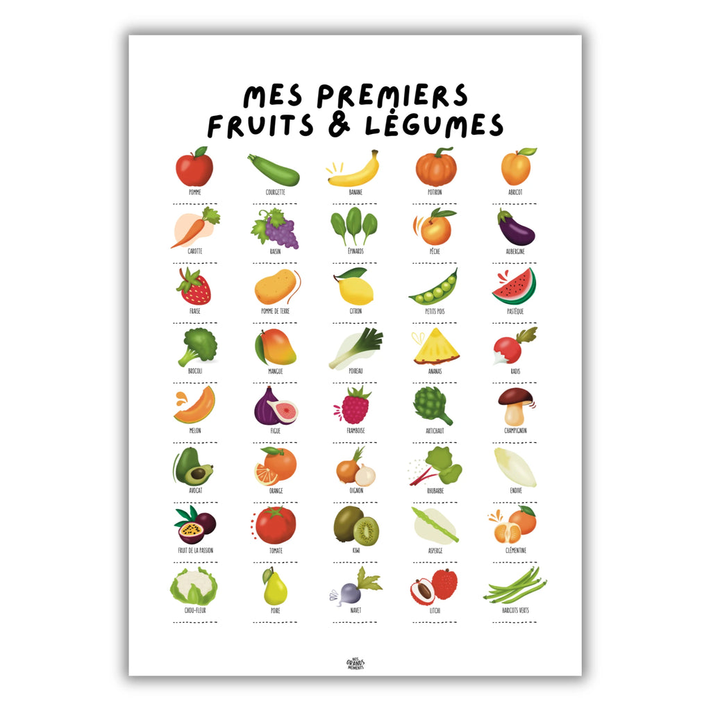 Affiche à tamponner - Mes premiers fruits et légumes - Nos Grands Moments