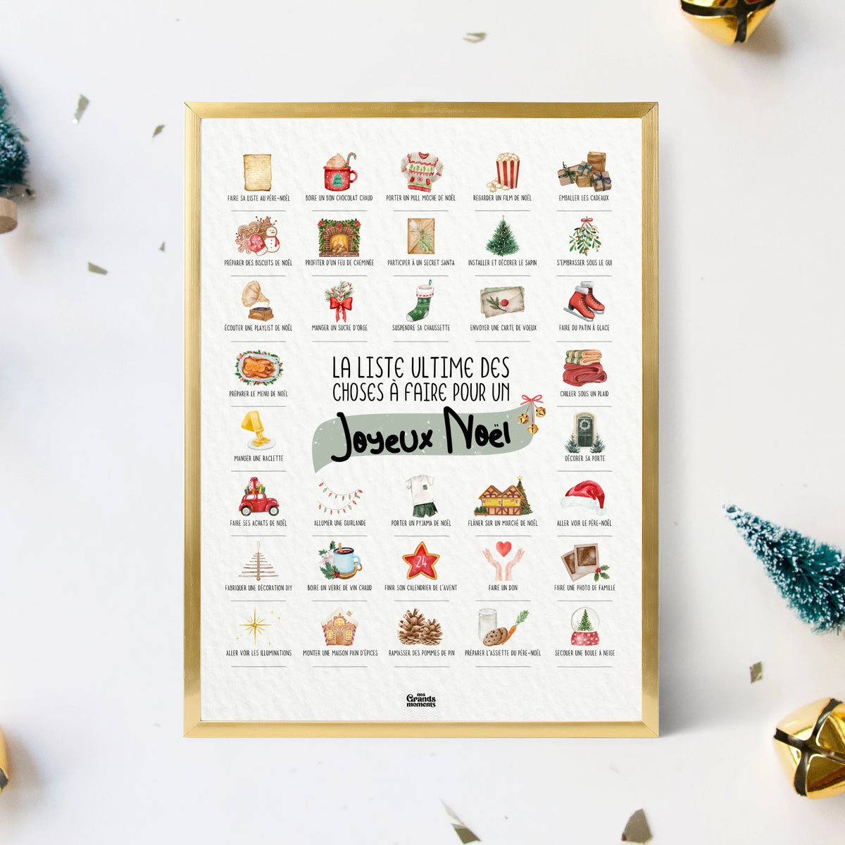 Affiche de Noël à tamponner - La liste ultime des choses à faire pour un joyeux Noël - Nos Grands Moments