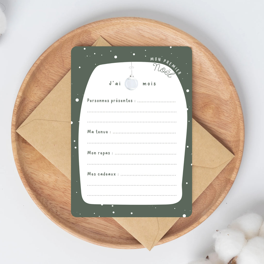Carte de Noël à remplir - Mon premier Noël (vert) - Nos Grands Moments