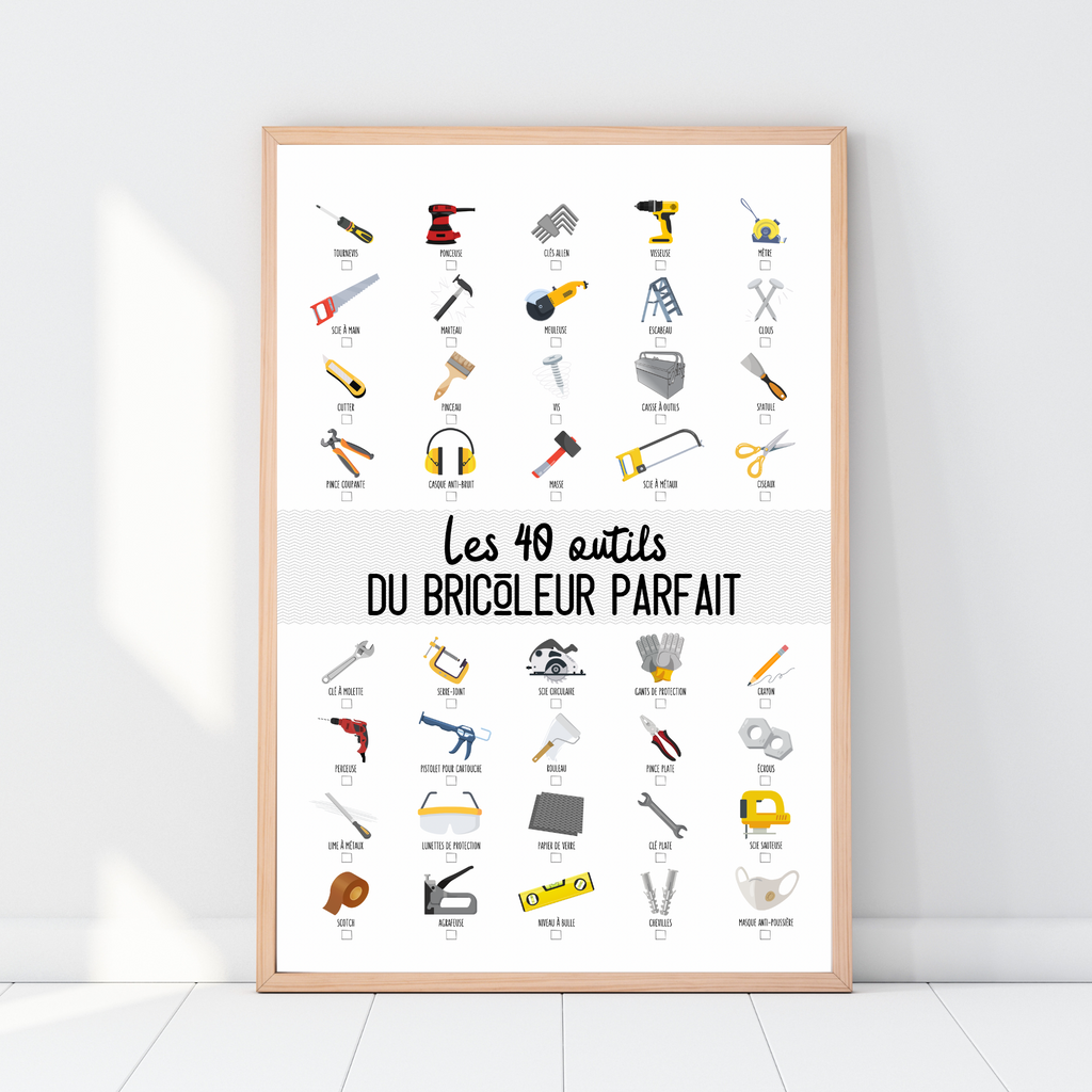 Affiche "Les 40 outils du bricoleur parfait" à cocher