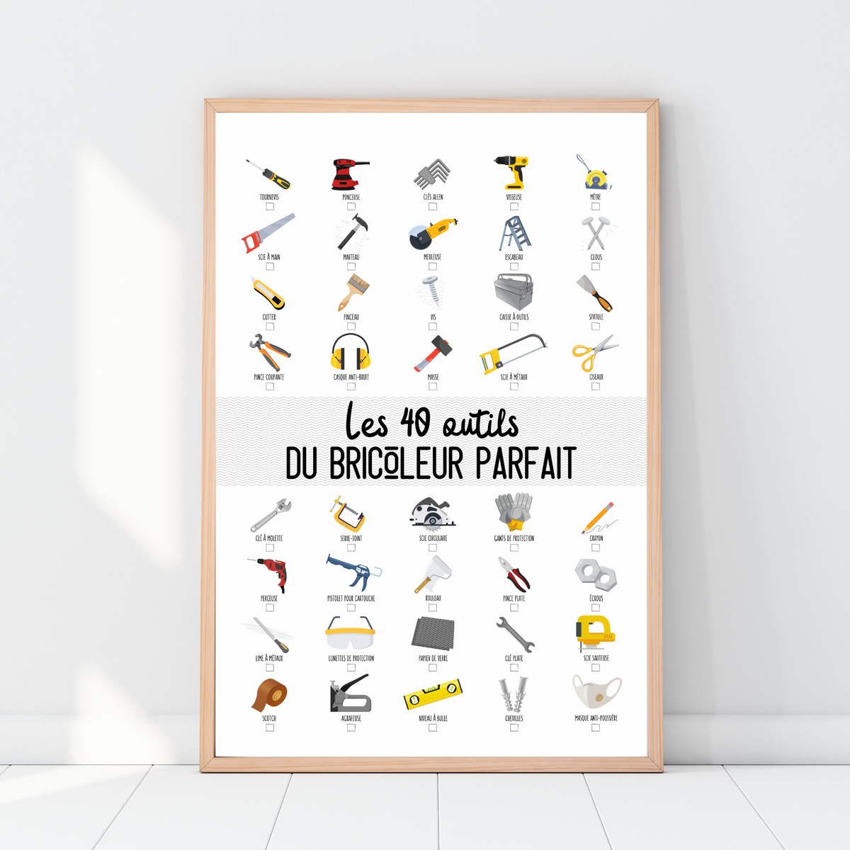 Affiche "Les 40 outils du bricoleur parfait" à cocher