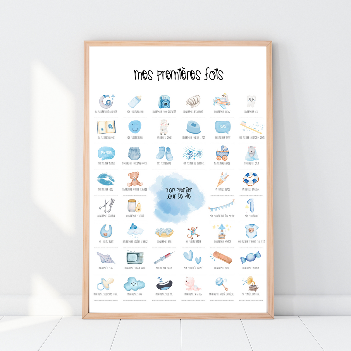 Affiche à tamponner Mes Premières Fois Bébé "Baby blue"