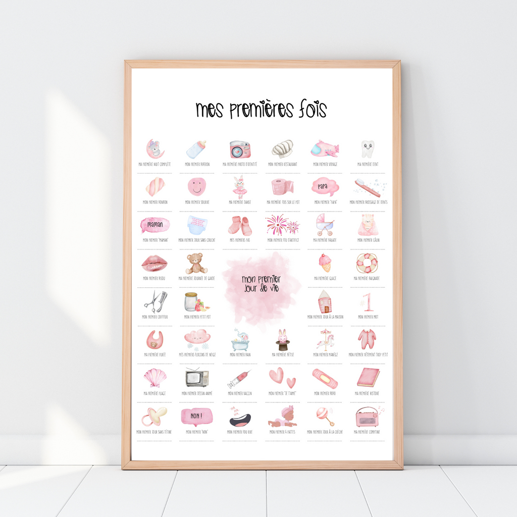 Affiche à tamponner Mes Premières Fois Bébé "Pinky"