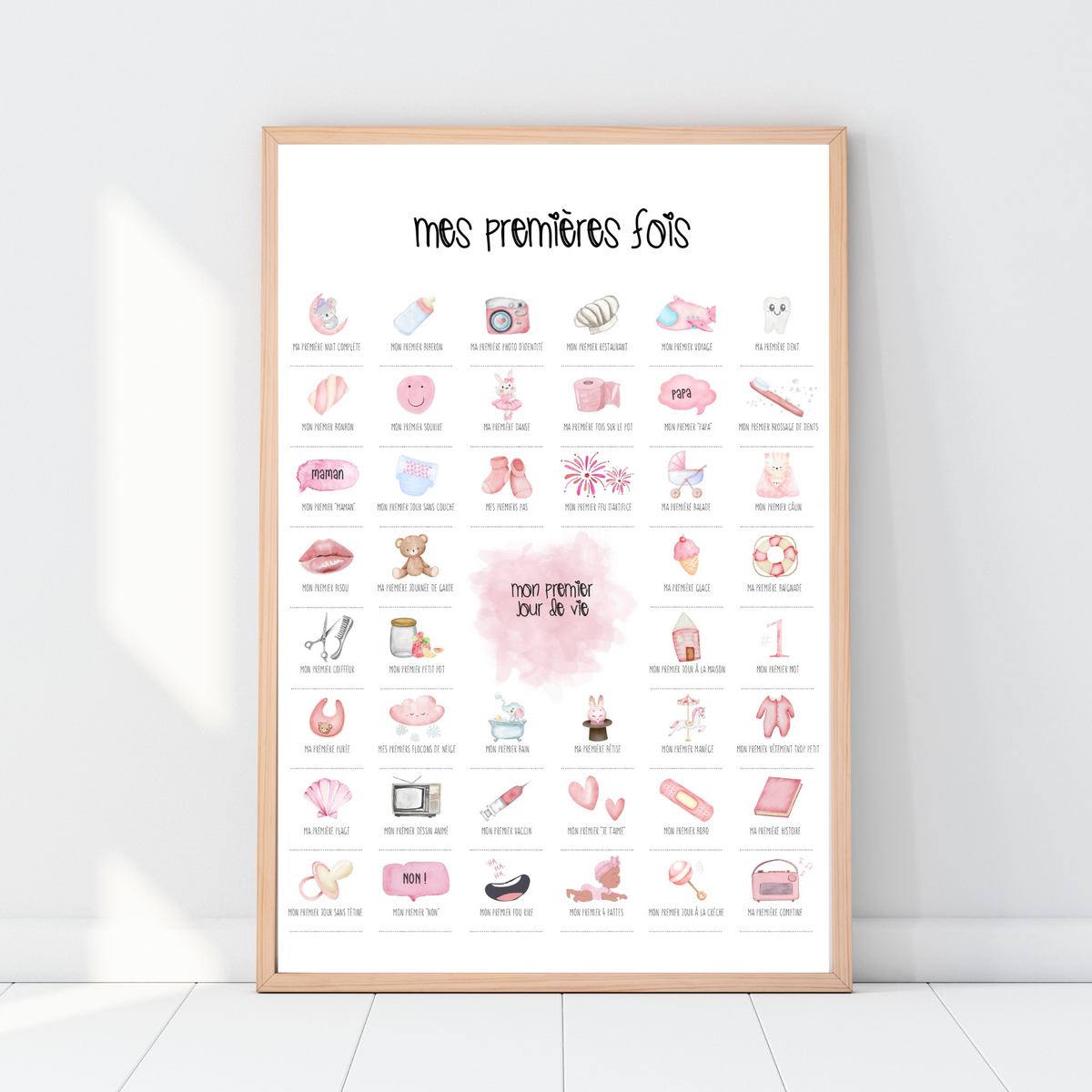 Affiche à tamponner Mes Premières Fois Bébé "Pinky"