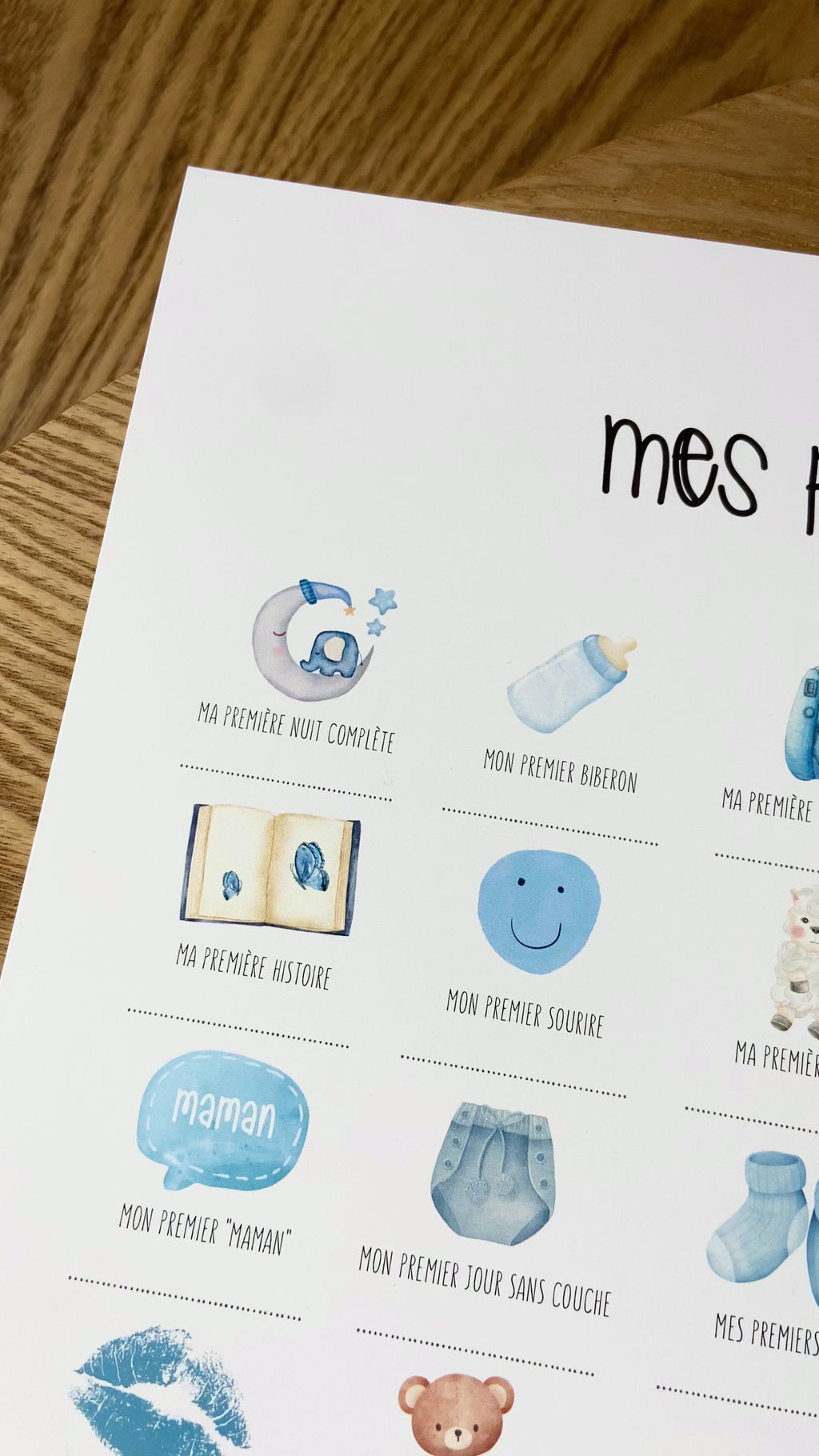 Affiche à tamponner Mes Premières Fois Bébé "Baby blue"